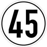Abbildung von Betriebsausstattung24® Geschwindigkeitsschild für Kraftfahrzeuge Angaben zur Zulässigen Höchstgeschwindigkeit Rund 45 km/h, Aluminium