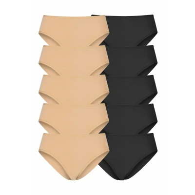 Abbildung von Lascana 10 PACK Slip, Damen, Größe: 40/42, Beige + schwarz