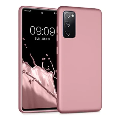 Abbildung von kwmobile Case kompatibel mit Samsung Galaxy S20 FE Hülle Schutzhülle aus Silikon metallisch schimmernd Handyhülle Metallic Rosegold