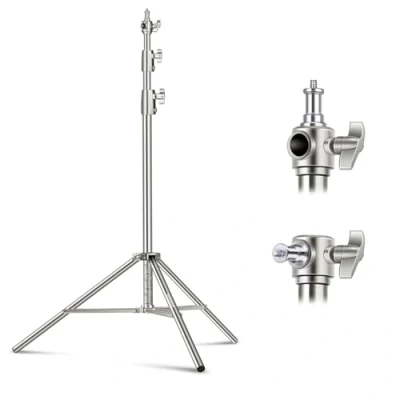 Abbildung von NEEWER 102&quot;/2,6m Edelstahl Lichtstativ, federgepolstertes, Robustes Fotografie Stativ mit 1/4&quot; bis 3/8&quot; Universal Schraubadapter für Blitz, LED Videoleuchte, Ringlicht, Monolight, Softbox