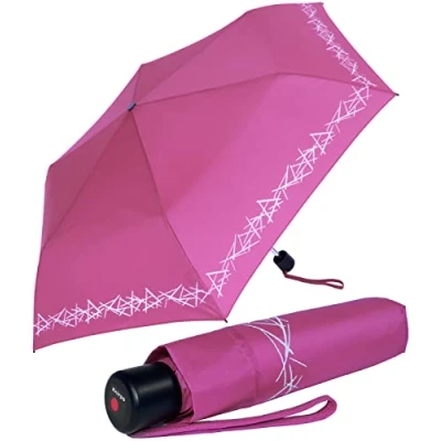 Abbildung von Knirps® Taschenregenschirm Kinderschirm 4Kids reflective mit Reflexborte, Sicherheit auf dem Schulweg, leicht, uni, pink