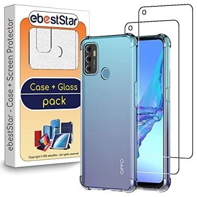 Abbildung von ebestStar Hülle für Oppo A53S A53, Silikon Handyhülle, Klar TPU Schutzhülle, verstärkten Rändern und Ecken, Transparent + Panzer Schutz Glas x2