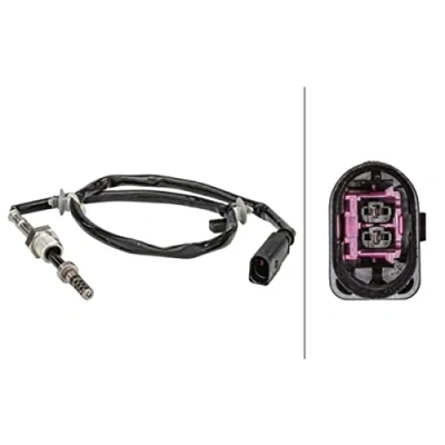Abbildung von HELLA 6PT 358 181 171 Sensor, Abgastemperatur mit Befestigungsclips am Kabel AUDI: A4 B8 Avant, Q5, A5 Coupe