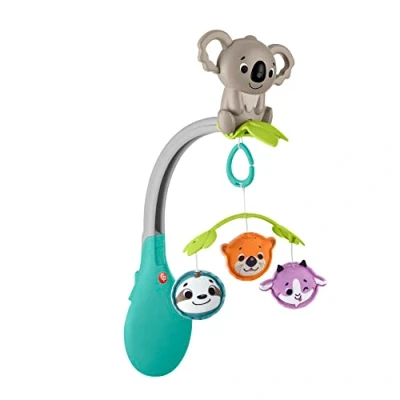 Abbildung von Fisher Price 3 in 1 Mobil Koala Motiv, für Kinderbetten, Kinderwagen oder als Spielzeug, Babys ab der Geburt, HGB90