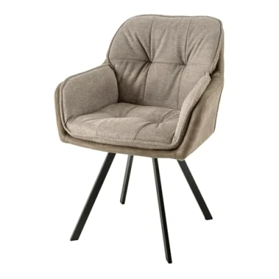 Abbildung von riess ambiente Armlehnstuhl MR. LOUNGER vintage taupe (Einzelartikel, 1 St), Esszimmer · Microfaser Metall 180 drehbar Retro Design