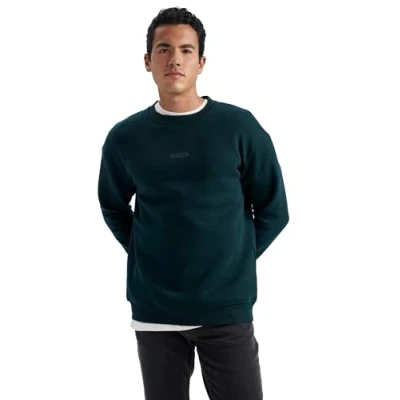 Abbildung von DeFacto Herren Sweatshirts Bequeme Sweatshirt Pullover Boxy Fit Crew Neck