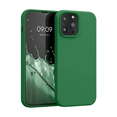 Abbildung von kwmobile Hülle kompatibel mit Apple iPhone 13 Pro Max Silikon Handy Case Handyhülle weiche Oberfläche kabelloses Laden Pixie Green