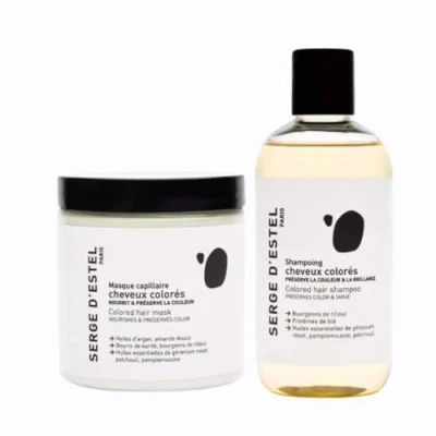 Abbildung von SERGE D&#039;ESTEL PARIS Pflege für coloriertes Haar 500ml Shampoo Maske Nährt und hydratisiert das Schützt verlängert die pflanzliche Coloration Natürliche
