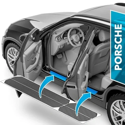 Abbildung von uProtect Auto Einstiegsleisten Schutz für Porsche Cayenne 2 (II) 92A I 2010 2017 Schutzfolie Autotür Zubehör Zierleisten Lackschutzfolie Carbon Schwarz