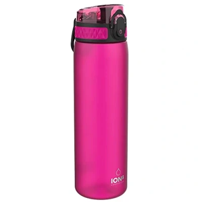 Abbildung von Ion8 Trinkflasche, 500 ml, Auslaufsicher, Einhandöffnung, Sichere Verriegelung, Spülmaschinenfest, BPA frei, Tragegriff, Klappdeckel, Leicht zu Reinigen, Klimaneutral, Rosa