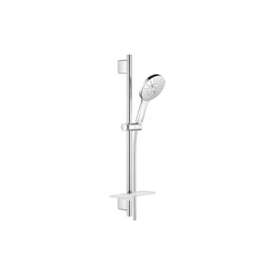 Abbildung von GROHE Rainshower SmartActive 130 Brausestangenset (3 Strahlarten, 900mm Brausestange, inkl. Duschablage, schnelle Befestigung), rund, chrom, 26578000
