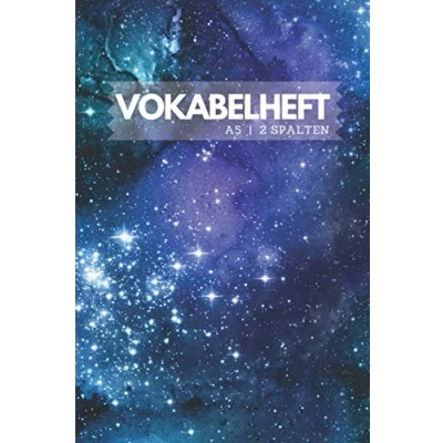 Abbildung von Vokabelheft A5: 2 Spalten mit Weltall Galaxy Design DIN A5 Format 70 Seiten für Vokabeln und ... Franzoesisch,italenisch latein etc.)