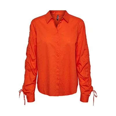 Abbildung von PIECES Damen Pcbrenna Ls Detail Shirt Bc, Red Orange, XL
