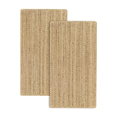 Abbildung von HAMID Pack 2 Jute Teppich, Granada Teppich 100% Natürliche Jutefaser, Weicher und Hohe Festigkeit, Handgewebt Wohnzimmer, Esszimmer, Schlafzimmer, Flurteppich, (110x60cm) Stücke…