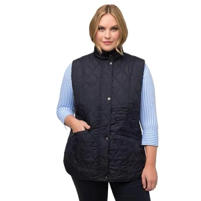 Abbildung von Ulla Popken Damen große Größen Übergrößen Plus Size Steppweste, Slim, Stehkragen, ärmellos marine 46+ 818184132