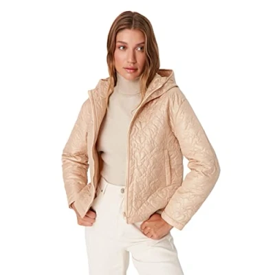 Abbildung von Trendyol Damen Regular Puffer Plain Webstoff Winterjacke Coat, Beige, XS EU