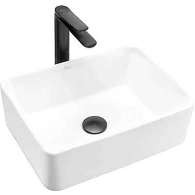 Abbildung von Rea Waschbecken Waschtisch Aufsatzwaschbecken Keramik Handwaschbecken Aufsatz Waschschale Rechteckig Weiß 31x41