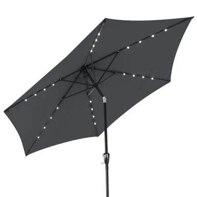 Abbildung von Kingsleeve Sonnenschirm, LED Beleuchtung Solarbetrieben Neigbar Wasserabweisend