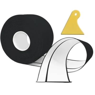 Abbildung von Weichsockelleiste Selbstklebend, 12M PVC küchenabschlussleiste 50x20mm, Sockelleiste Selbstklebende für Küche und Badezimmer 5x2 Schwarz