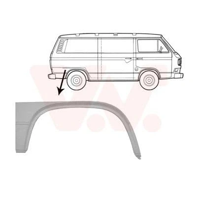 Abbildung von VAN WEZEL 5870146 Radlauf hinten rechts VOLKSWAGEN: TRANSPORTER 3 Bus, Kasten, Pritsche/Fahrgestell