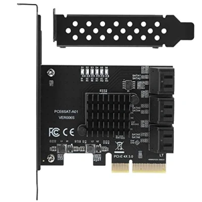 Abbildung von Erweiterungskarte für ASMedia ASM1166 Master, PCIE zu 6 Port SATA3.0 Festplatte 6G PCI E3.0 GEN3 4X Interface Hub Adapter, Einfach Transportieren und Aufzubewahren