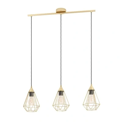 Abbildung von Eglo 43682 Hängeleuchte TARBES E27 3X40W Stahl messing gebürstet L:79,5cm B:17,5cm H:130cm dimmbar