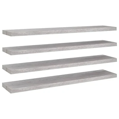 Abbildung von vidaXL 4X Schweberegal Wandregal Schwebend Bücherregal Wandboard Hängeregal Dekoregal Freischwebend Regal Betongrau 120x23,5x3,8cm MDF