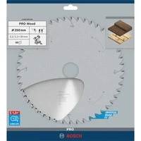 Abbildung von Bosch 1x PRO Wood Kreissägeblatt für Netz Kapp‑ und Gehrungssägen (für Weichholz, Hartholz, Ø mm, Professional Zubehör Kapp Gehrungskreissäge)