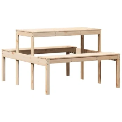Abbildung von vidaXL Picknicktisch, Sitzgarnitur mit Latten Design, Picknickgarnitur für Garten Terrasse, Campingtisch Bierzeltgarnitur, Massivholz Kiefer