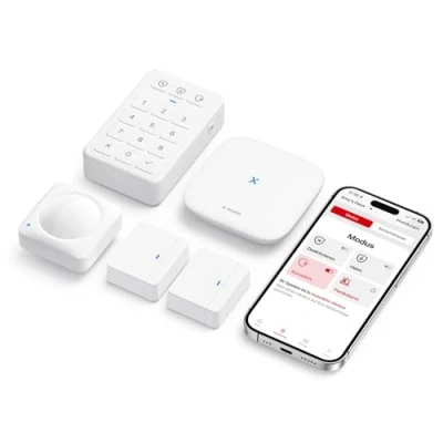 Abbildung von X Sense Alarmanlage Haus &amp; Wohnung AS05, WLAN Türalarm und Fensteralarm mit App, Smart Alarm Set Türsensor Fenstersensor, Bewegungsmelder, Home Keypad Paniktaste, Funktioniert Alexa
