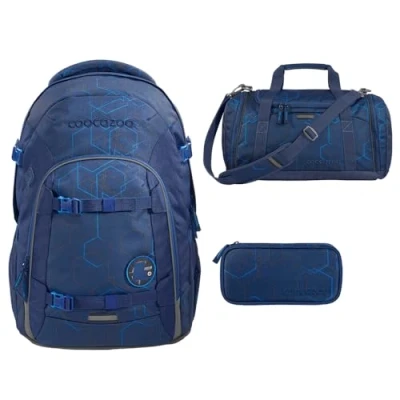 Abbildung von coocazoo Schulranzen Schulrucksack Set JOKER Blue Motion 3 teilig (3 Stück), ergonomisch, Körpergröße: 135 180 cm, reflektiert
