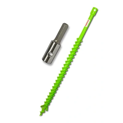 Abbildung von WERHE Profi Bohrer für Erdbohrer 40 mm Pfahlbohrer Brunnenbohrer präzise Bohrspitze Doppelspiral Hartmetall eco Farbe mit Hex Adapter