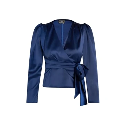 Abbildung von carato Damen Wickelbluse 19529198 CA03, Marine, S