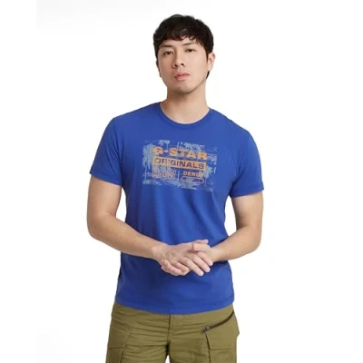 Abbildung von G Star RAW Men&#039;s Framed Palm Originals r T Shirt, Blau (Radar Blue D24682 C506 1474), XS