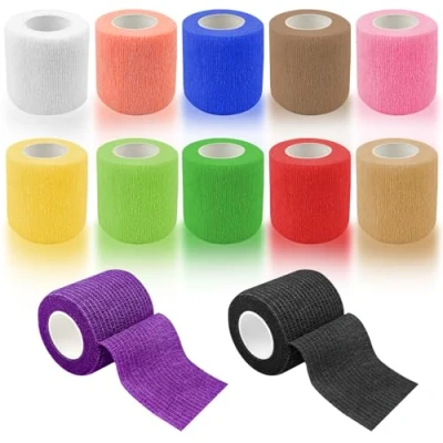 Abbildung von Lixiluxia 12 Rollen Selbstklebender Verband, 5cm x 4,5m Elastische Binde, Selbsthaftende Bandage, Haftbandage Selbstklebend, Fixierbinde Vet Wrap Pet, Klebeverband für Hund, Katze, Handgelenk, Knöchel