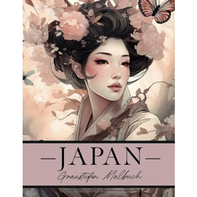 Abbildung von Japan Graustufen Malbuch: Für Erwachsene und Jugendliche
