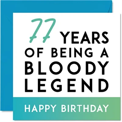 Abbildung von Stuff4 Lustige Geburtstagskarte zum 77. Geburtstag Männer und Frauen Being A Legend Seventy Seventh Karte ihn Ihren Großvater Oma Papa Mama 145 mm x Grußkarten