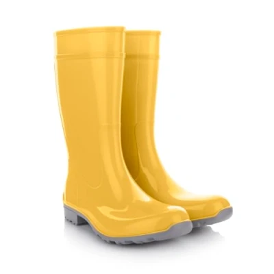 Abbildung von LEMIGO Damen Gummistiefel Wasserdicht Hohe Regenstiefel Gartenschuhe 967 Ilse (Gelb Grau, 40)