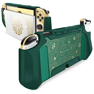 Abbildung von mumba Dockable Hülle für Nintendo Switch OLED 2021, [Blade Series] TPU Grip Schutzhülle Zubehör Kompatibel mit 7 Zoll und Joy Con Controller, Viridian