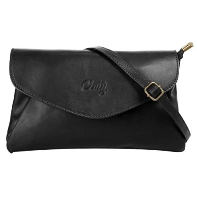 Abbildung von Cluty Abendtasche Echt Leder Damen Made in Italy, Clutch Handtasche, Umhängetasche mit Magnetverschluss, elegante Partytasche aus 019995