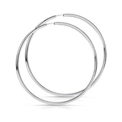 Abbildung von Materia Paar Creolen Damen Silber Ø80mm SO 90, 925 Sterling