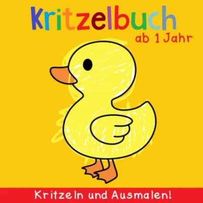 Abbildung von Kritzelbuch ab 1 Jahr: Mein erstes Malbuch zum kreativ Kritzeln und Ausmalen! Schöne einfache Motive Lernen der ersten Gegenstände Dickes Ausmalbuch Perfekt für Mädchen Jungen