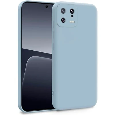 Abbildung von MyGadget Silikon Hülle kompatibel mit Xiaomi 13 5G Zweilagige Handyhülle Kameraschutz Cover Innenfutter &amp; außen Babyblau