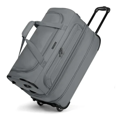 Abbildung von REDOLZ 2 Rollen MEDIUM Trolley Reisetasche Volumen mit Dehnfalte erweiterbar von 51 auf 64 Liter für Männer &amp; Frauen (55 cm, extra Bodenfach)