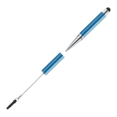 Abbildung von ONLINE 31250/3D Mini Kugelschreiber i Charm Metallic Blue, D1 Standardmine, blauschreibend, Stylus Tip, ansteckbar an Kopfhörer Buchse