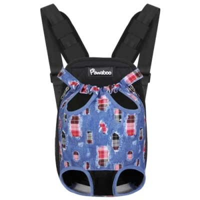 Abbildung von Pawaboo Haustier Rucksack Hund Tragetasche, Verstellbar Beinen heraus Rucksäcke Tragbar Reisetasche, Atmungsaktiv für Klein Mittler Hunde Katzen Welpen, XL, Denim Blau