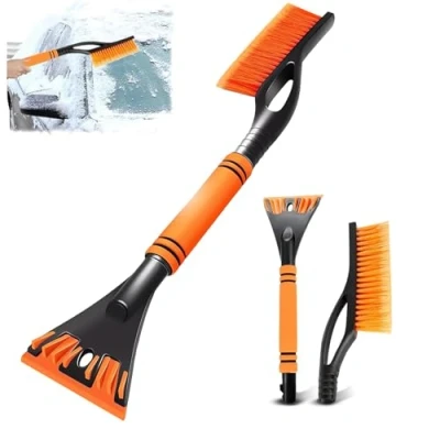 Abbildung von JLTXKST 2 in 1 Schneebesen mit Eiskratze,Auto Eiskratzer, Ergonomischem Abnehmbarer Eisschaber,Auto Schneebesen,für PKW, LKW und SUV (orange)