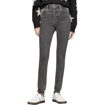 Abbildung von Tommy Jeans Damen Hose Sylvia Skinny Fit High Waist, Schwarz (Denim Black), 30W/28L