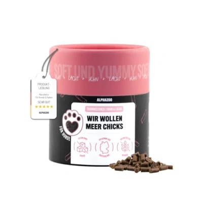 Abbildung von alphazoo Wir wollen Meer Chicks 65g I Softe Leckerli Lachs + Huhn für Hunde Hoher Fleischanteil, Getreidefrei, Zuckerfrei Natürliche Hundeleckerlies Gesunde Leckerlies Training &amp; Belohnung