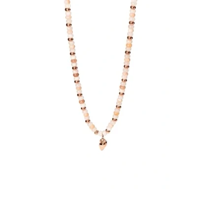 Abbildung von Purelei® Seafoam Kette Edle Perlenkette mit Muschel Anhänger aus Edelstahl in Gold, Silber oder Roségold 4045 cm Quarzit Jade &amp; Sommerliches Design (Rosegold)